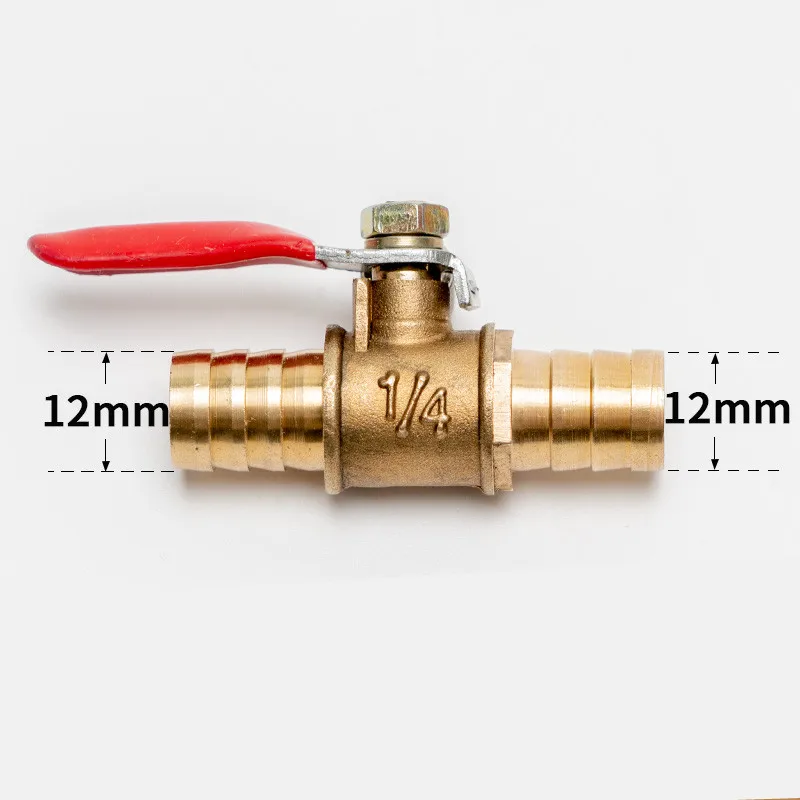 6mm-12mm Hose Barb Inline Brass Water Oil Air Gas Fuel Line Shutoff Ball Valve Pipe Fittings