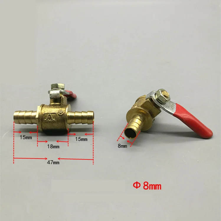 6mm-12mm Hose Barb Inline Brass Water Oil Air Gas Fuel Line Shutoff Ball Valve Pipe Fittings