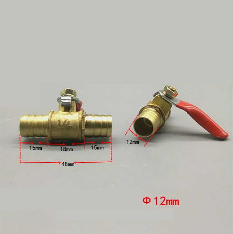 6mm-12mm Hose Barb Inline Brass Water Oil Air Gas Fuel Line Shutoff Ball Valve Pipe Fittings