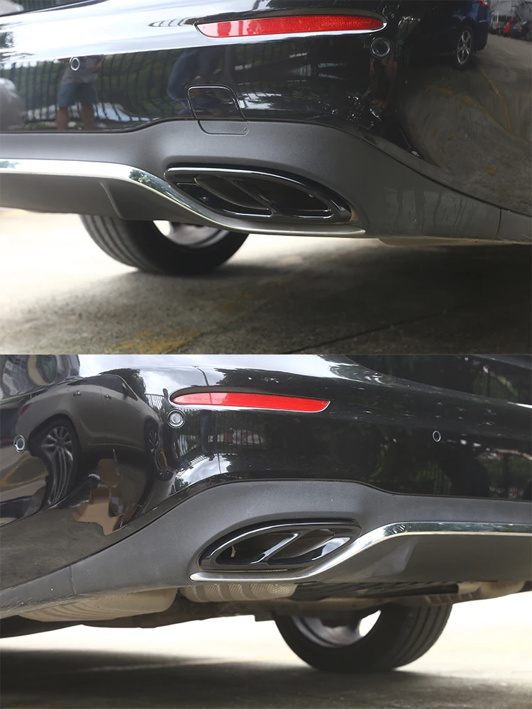 For Mercedes Benz A B C E GLA GLC GLE GLS CLS Class Stainless Steel Car Rear Exhaust Muffler Pipe Cover Trim Tail Throat Frame
