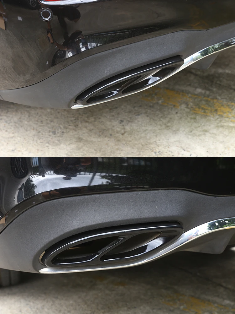 For Mercedes Benz A B C E GLA GLC GLE GLS CLS Class Stainless Steel Car Rear Exhaust Muffler Pipe Cover Trim Tail Throat Frame