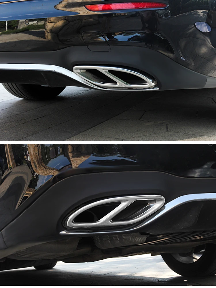 For Mercedes Benz A B C E GLA GLC GLE GLS CLS Class Stainless Steel Car Rear Exhaust Muffler Pipe Cover Trim Tail Throat Frame