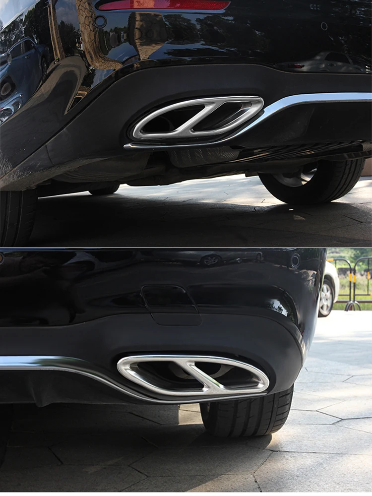 For Mercedes Benz A B C E GLA GLC GLE GLS CLS Class Stainless Steel Car Rear Exhaust Muffler Pipe Cover Trim Tail Throat Frame
