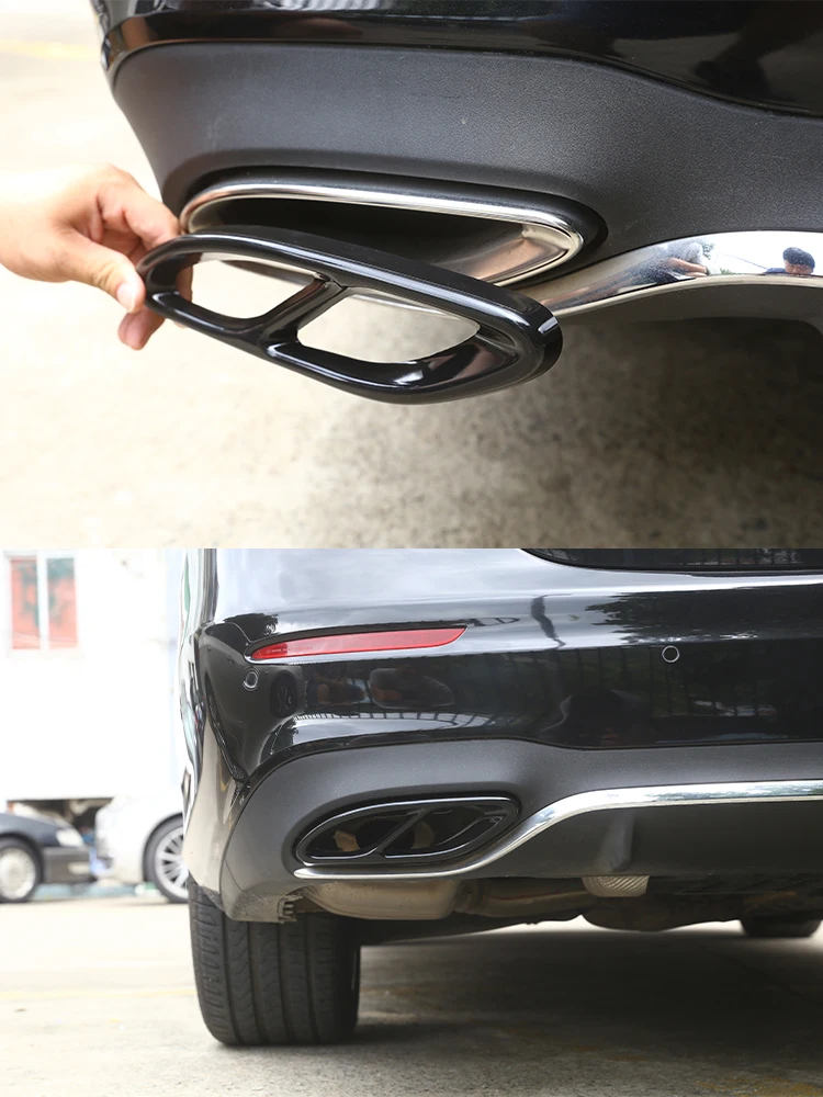 For Mercedes Benz A B C E GLA GLC GLE GLS CLS Class Stainless Steel Car Rear Exhaust Muffler Pipe Cover Trim Tail Throat Frame