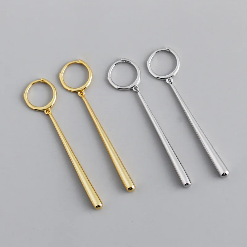 New Fashion Long Pendant Drop Earrings For Women Glossy Copper Elegant Female Dangle Earring Piercing Accessories Jewelry Gifts