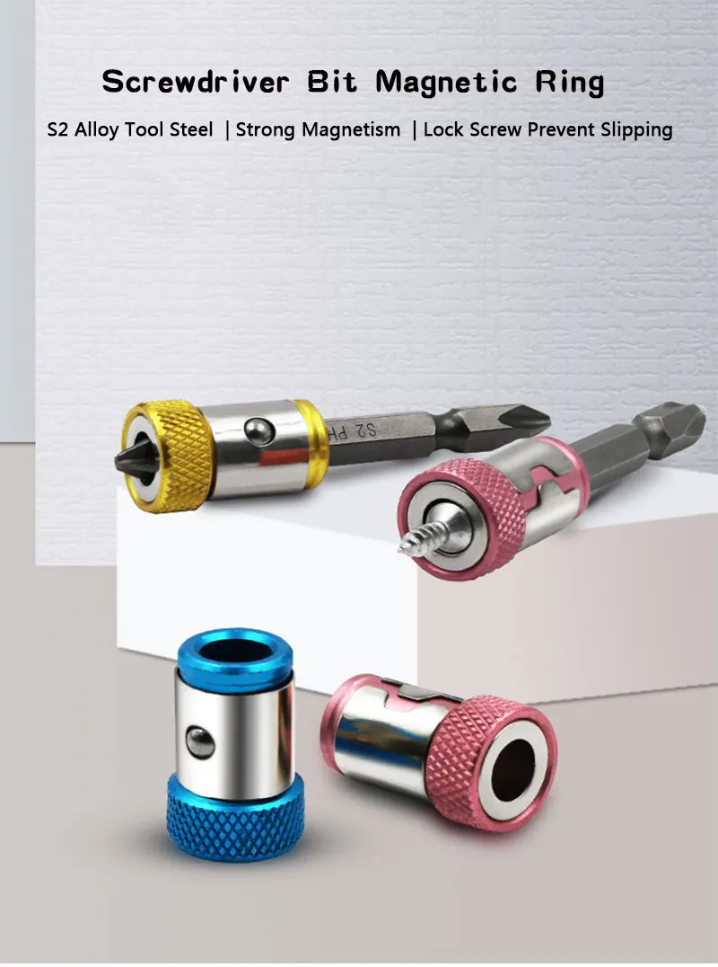 Magnetic Bit Holder Alloy Electric Magnetic Magnet Powerful Ring For 6.35mm Shank Magnetizer for Phillip Drill Bits