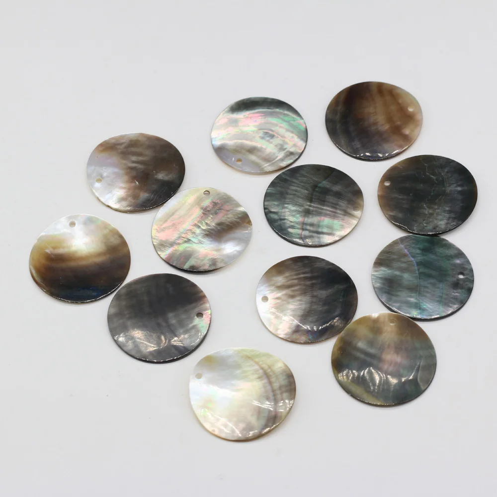 10pcs Black Mother of Pearl Coin Charms Fashion Natural Shell Disc Pendant for Jewelry Making DIY Earrings Necklace Accessories