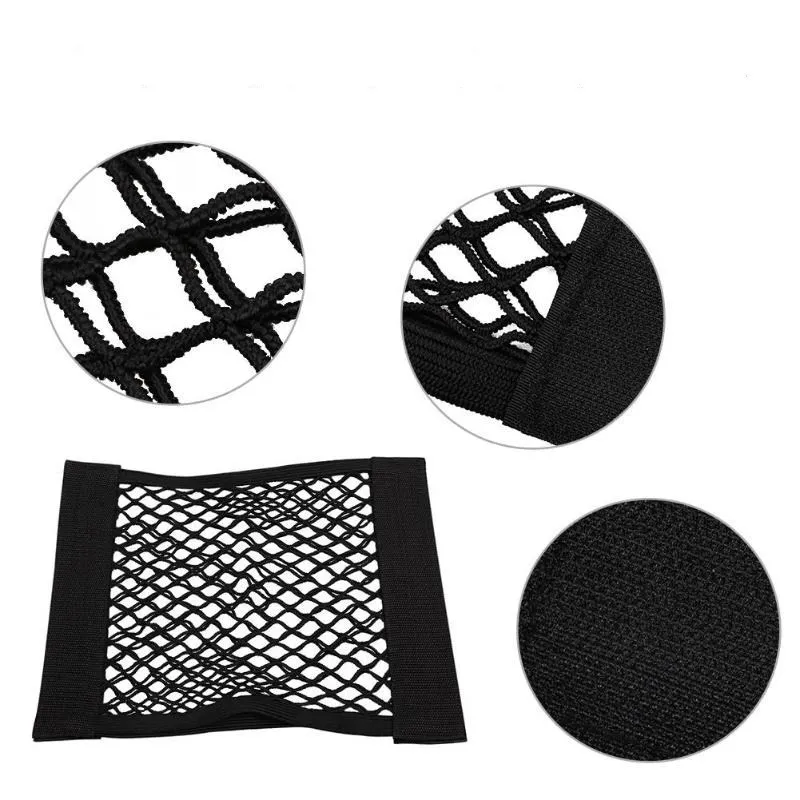 Car Back Rear Trunk Seat Elastic String Net Magic Sticker Mesh Storage Bag Pocket Cage Auto Organizer Seat Back Bag 40*25cm