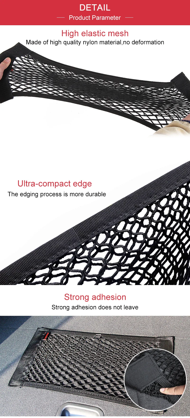 Car Back Rear Trunk Seat Elastic String Net Magic Sticker Mesh Storage Bag Pocket Cage Auto Organizer Seat Back Bag 40*25cm