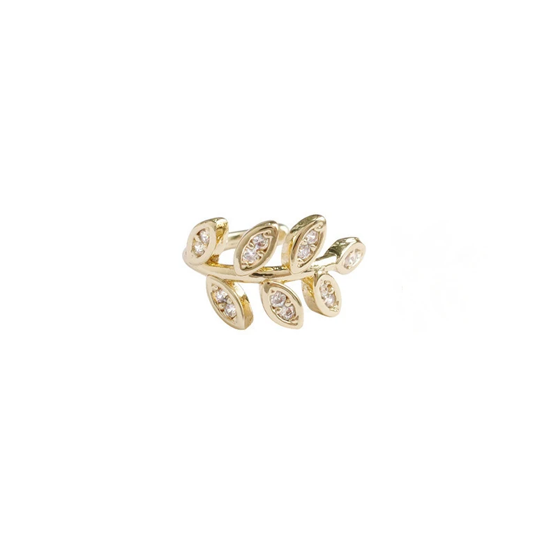 Fashion Golden Full Crystal Leaf Clip Earring For Women Without Piercing Punk Rock Vintage Earcuff Wrap Girls Party Jewerly