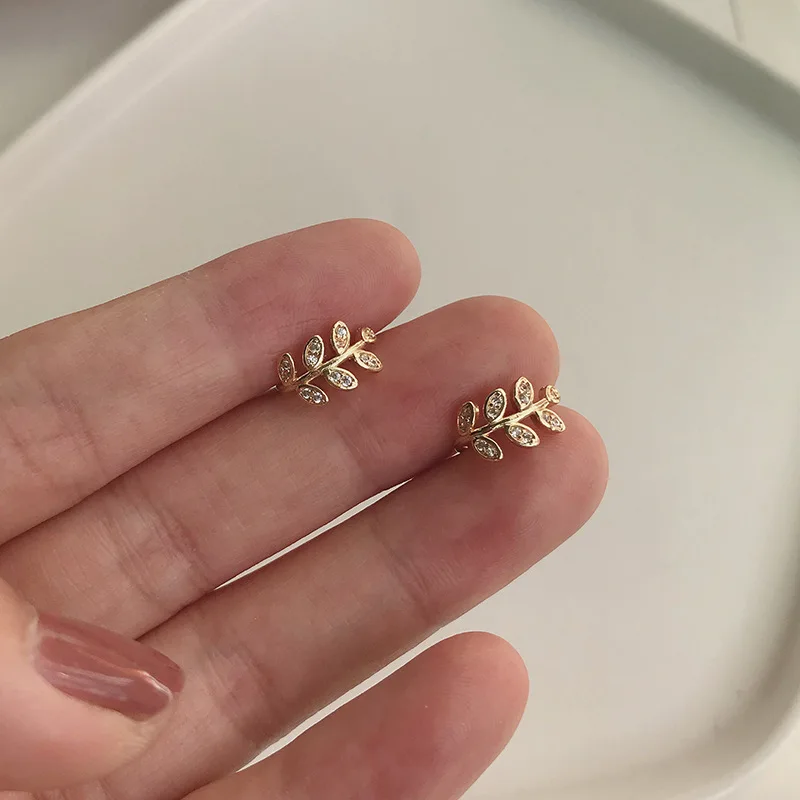 Fashion Golden Full Crystal Leaf Clip Earring For Women Without Piercing Punk Rock Vintage Earcuff Wrap Girls Party Jewerly