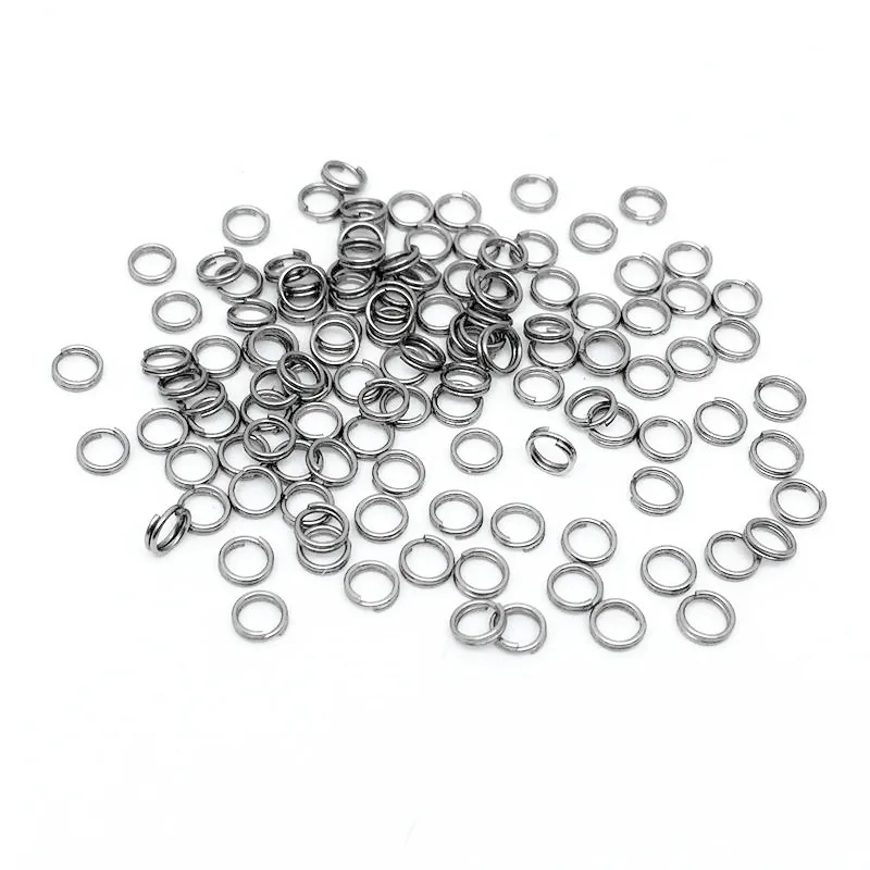 100 Pcs 6-20mm Polished Silver Color Keyring Stainless Steel Hole Key Ring Key Chain Round Line Keychain Connectors Findings