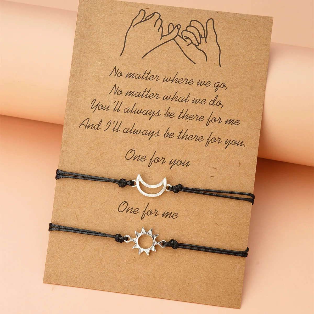 2pcs/set Minimalist Sun Moon Charm Couple Bracelet Friendship Jewelry Gift Handmade Adjustable Braided Rope Bracelets Wholesale