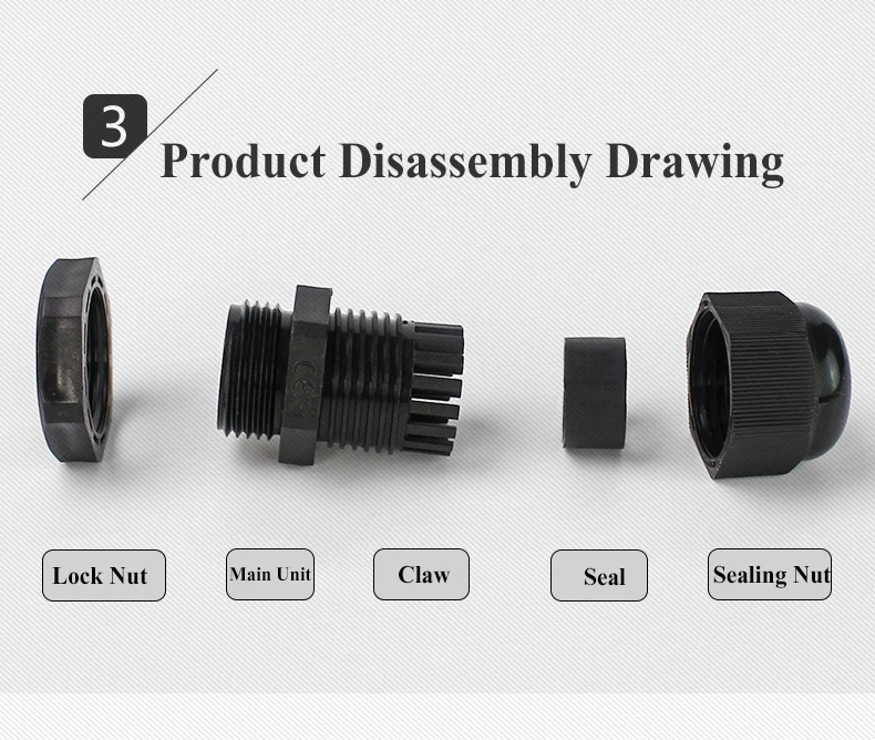 1/2/5/10pcs Waterproof Cable Gland Cable Entry IP68 PG7-PG36 White/Black Nylon Plastic Connector Joint