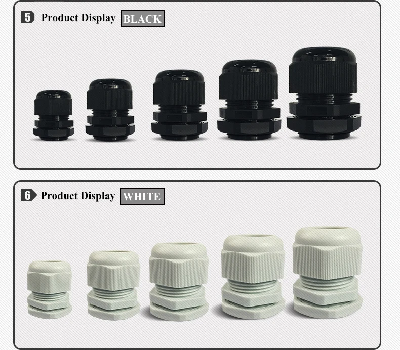 1/2/5/10pcs Waterproof Cable Gland Cable Entry IP68 PG7-PG36 White/Black Nylon Plastic Connector Joint