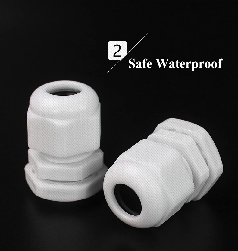 1/2/5/10pcs Waterproof Cable Gland Cable Entry IP68 PG7-PG36 White/Black Nylon Plastic Connector Joint