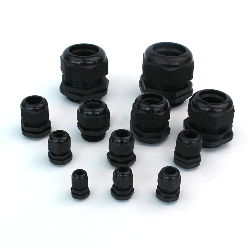 1/2/5/10pcs Waterproof Cable Gland Cable Entry IP68 PG7-PG36 White/Black Nylon Plastic Connector Joint