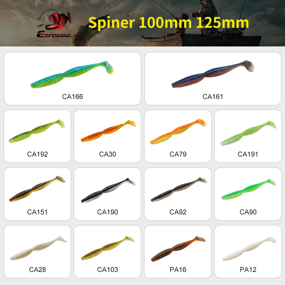 ESFISHING Soft Fishing Lures Spiner Shad 100mm125mm Spindle Jigging SwimBait Pesca Zander Pike Perch Walleye