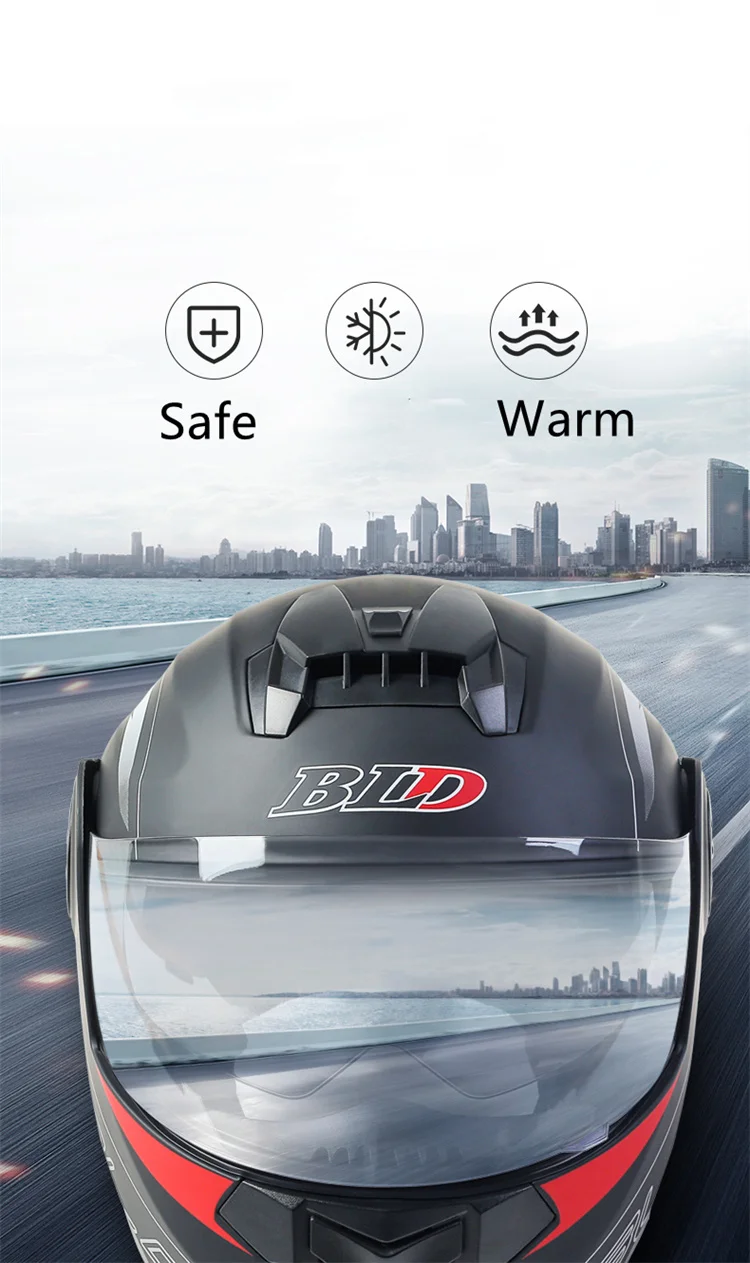 BLD Modular Dual Lens Motorcycle Helmet Safety Downhill Flip Up Helmets Professional Motocross Racing Full Face Casco Moto