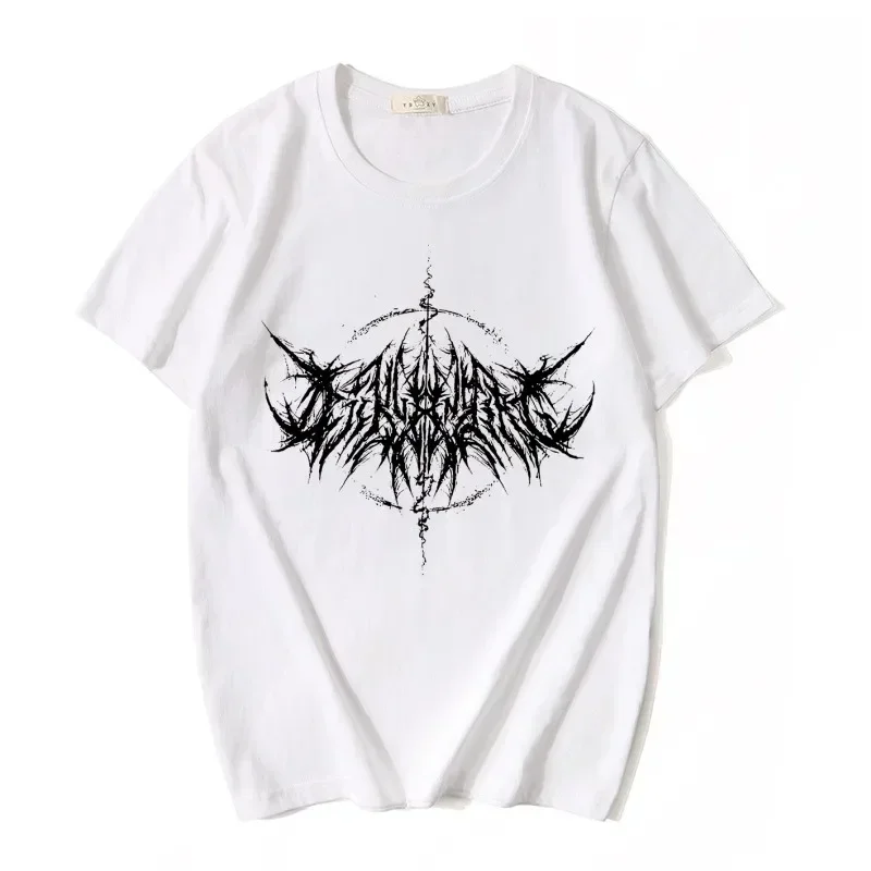 Women T-shirt 90s Vintage Hip Hop Streetwear Kawaii Fashion Casual Tops Men's T Shirt Lightning Letter Print Y2K Goth Punk