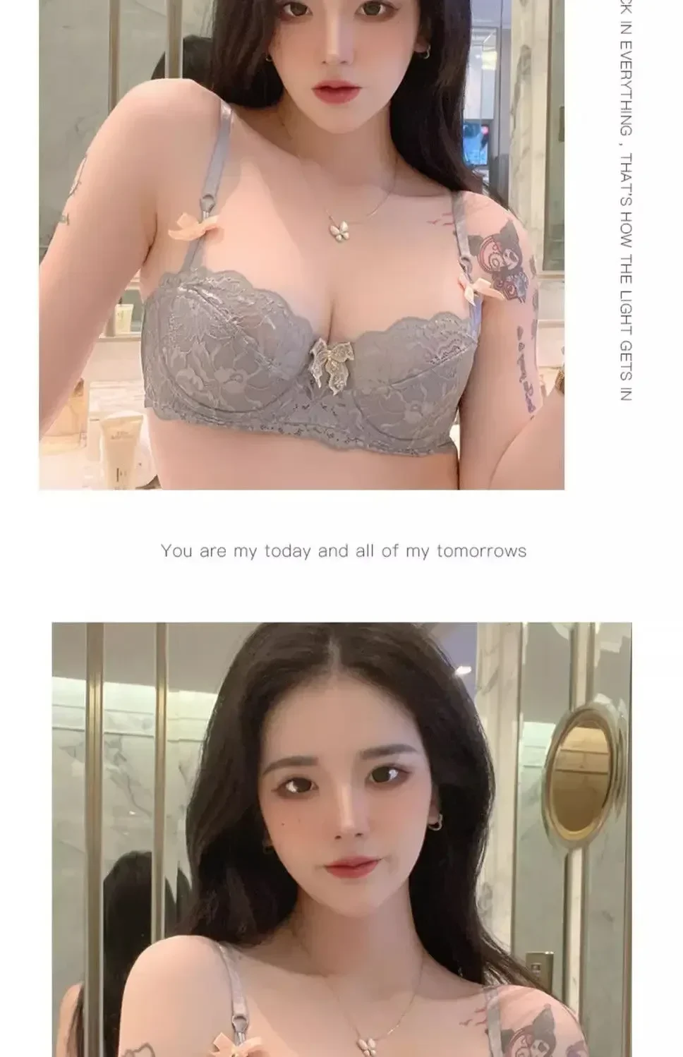 MOYISU 1/2 Ear AB Cup Pure Desire Girl Bra Set | Pull-up Bra Set With Bow Breathable French Lace Bra | Anti-Slip Cup Date Night