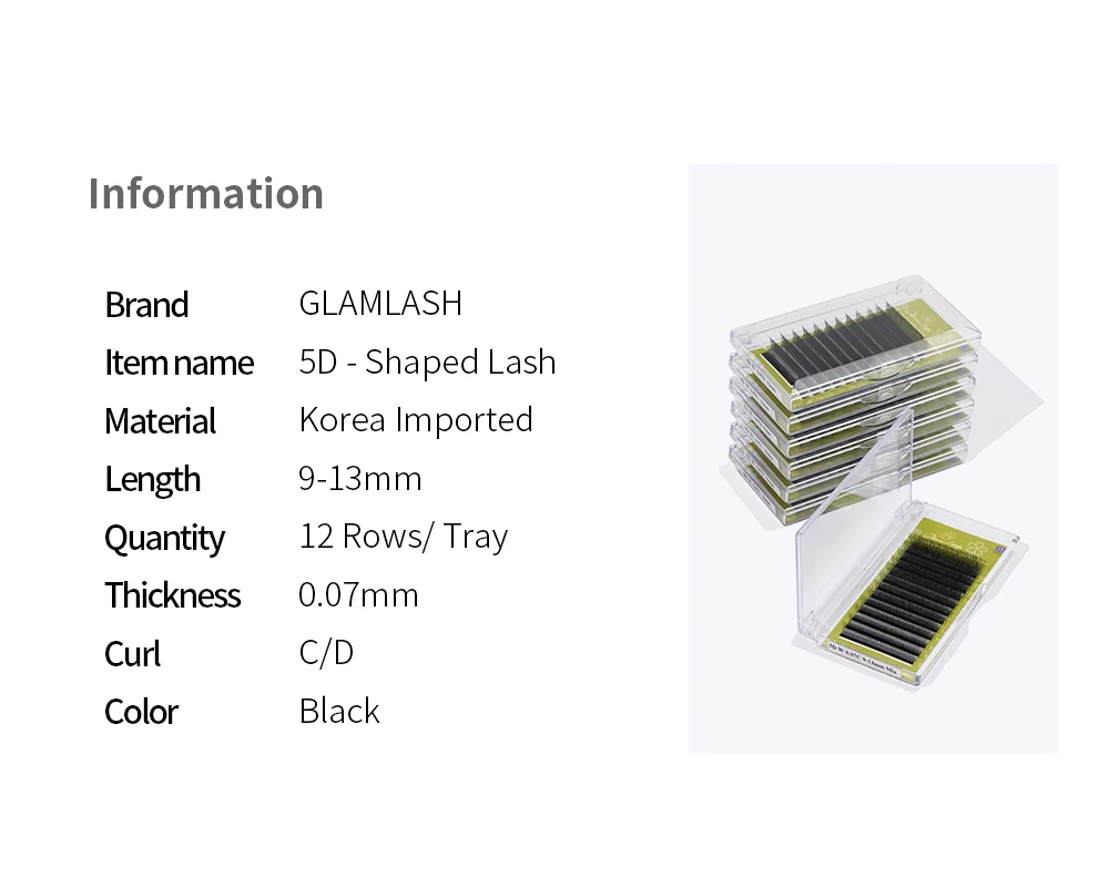 GLAMLASH Brown 3D 4D 5D Eyelashes C/D/L/LU/M Premade Volume Fan W Style Lashes Extension Makeup Tool