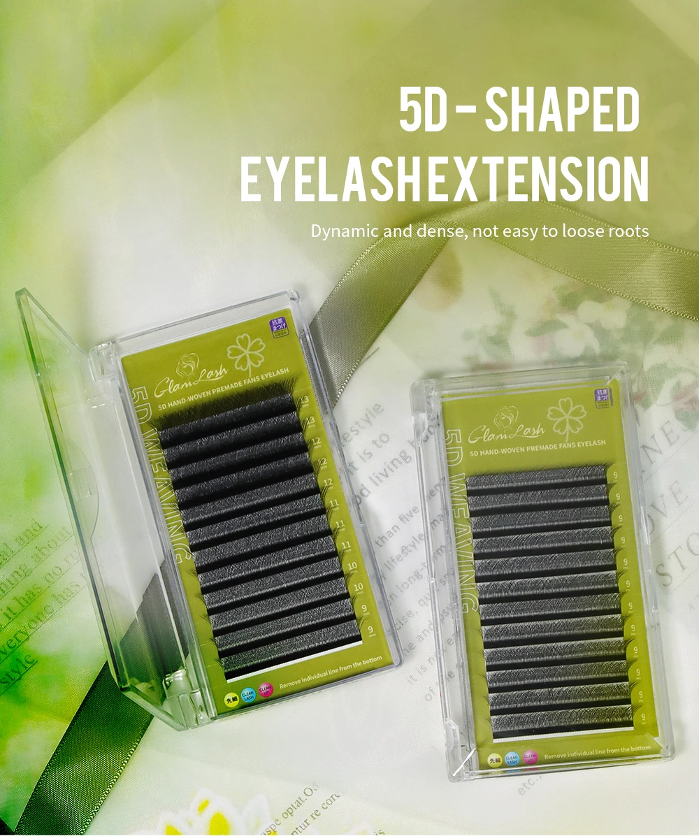 GLAMLASH Brown 3D 4D 5D Eyelashes C/D/L/LU/M Premade Volume Fan W Style Lashes Extension Makeup Tool