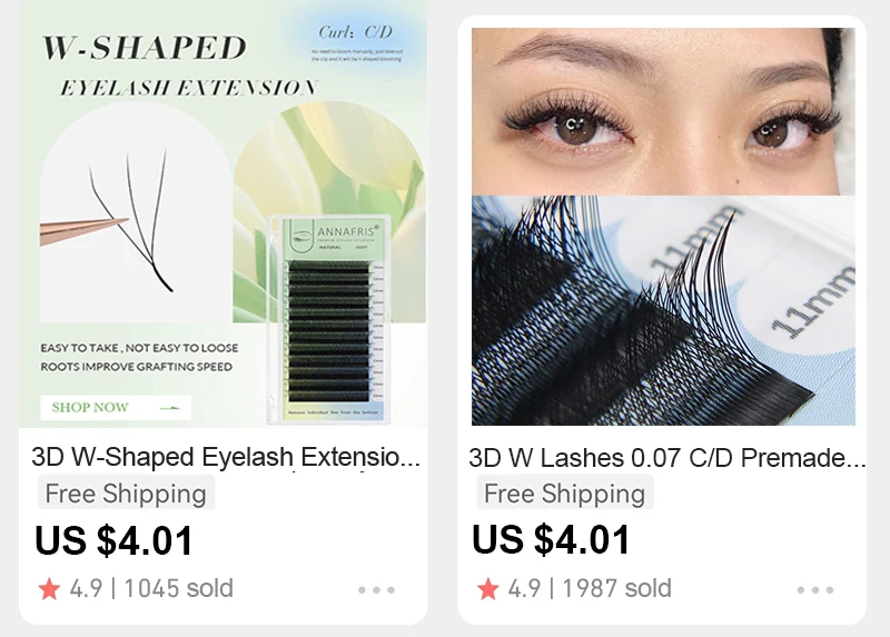GLAMLASH Brown 3D 4D 5D Eyelashes C/D/L/LU/M Premade Volume Fan W Style Lashes Extension Makeup Tool