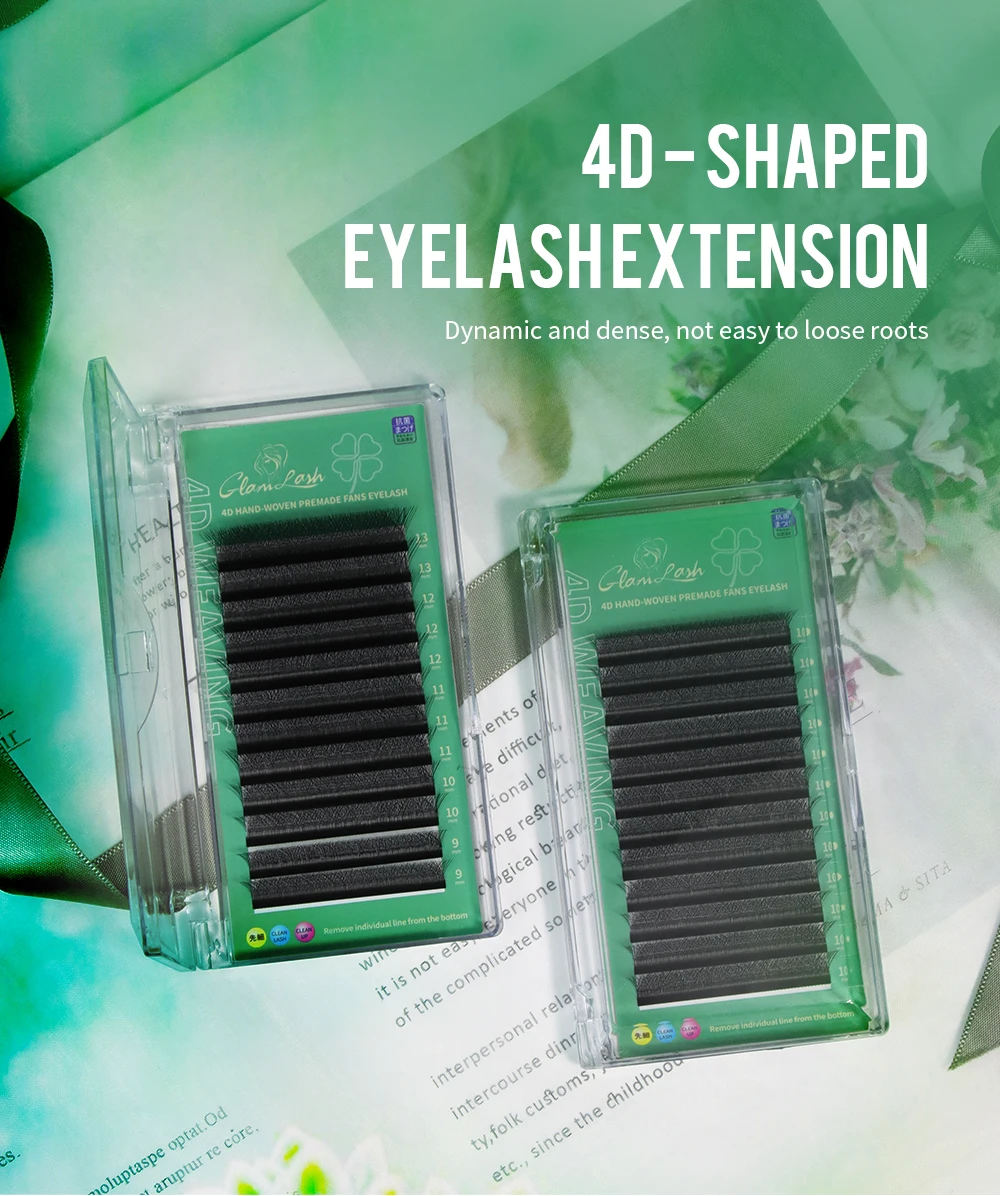 GLAMLASH Brown 3D 4D 5D Eyelashes C/D/L/LU/M Premade Volume Fan W Style Lashes Extension Makeup Tool