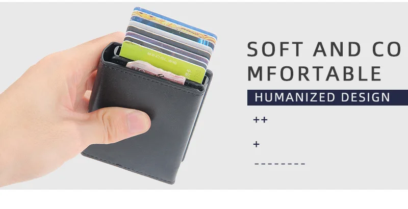Magnet Rfid Blocking Credit Card Holder Case for Men Unisex Leather ID Bank Wallets with Magnetic Buckle Closer Small PU Purse