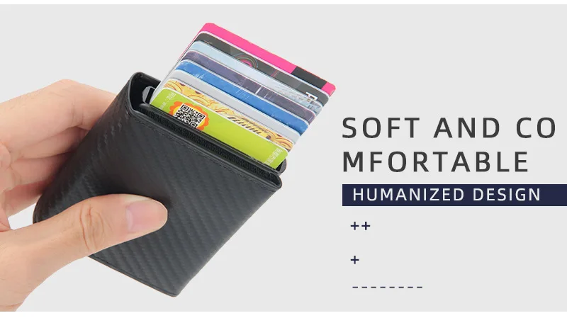 Magnet Rfid Blocking Credit Card Holder Case for Men Unisex Leather ID Bank Wallets with Magnetic Buckle Closer Small PU Purse