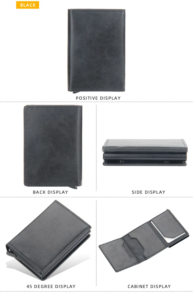 Magnet Rfid Blocking Credit Card Holder Case for Men Unisex Leather ID Bank Wallets with Magnetic Buckle Closer Small PU Purse
