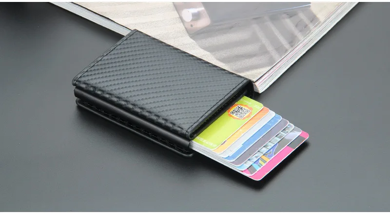 Magnet Rfid Blocking Credit Card Holder Case for Men Unisex Leather ID Bank Wallets with Magnetic Buckle Closer Small PU Purse
