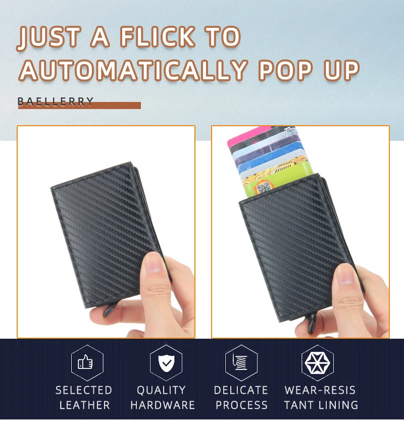 Magnet Rfid Blocking Credit Card Holder Case for Men Unisex Leather ID Bank Wallets with Magnetic Buckle Closer Small PU Purse