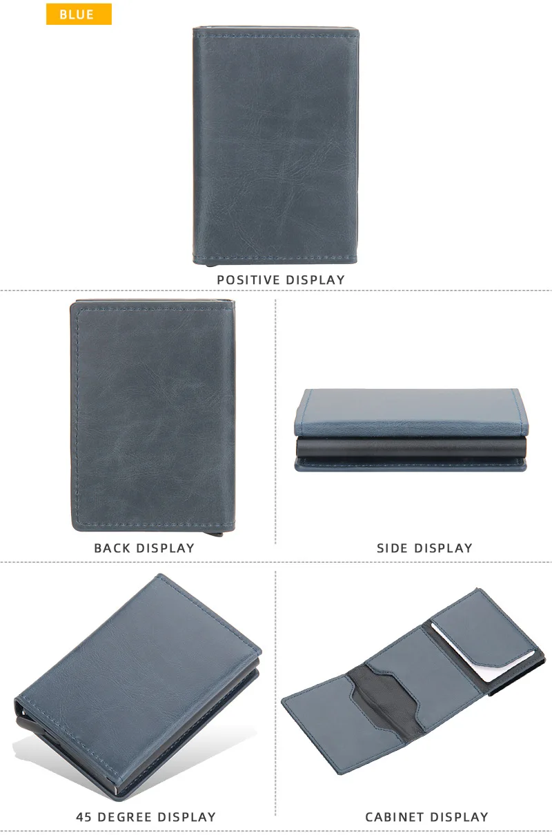Magnet Rfid Blocking Credit Card Holder Case for Men Unisex Leather ID Bank Wallets with Magnetic Buckle Closer Small PU Purse