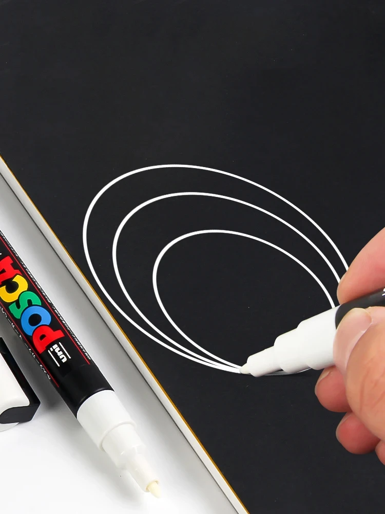 3pc UNI POSCA Marker Pen,White rotulador permanente Black Acrylic Graffiti PC 1M 3M 5M POP Pen For Glass Ceramic Leather Fabric