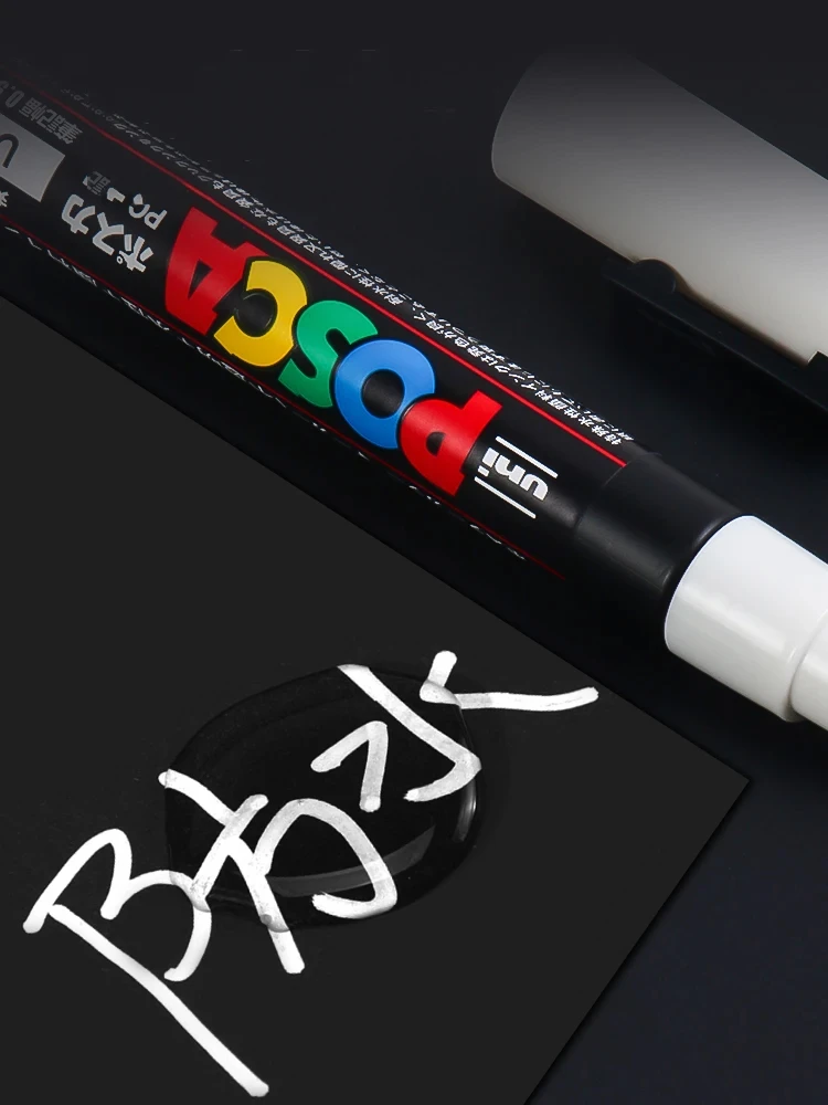 3pc UNI POSCA Marker Pen,White rotulador permanente Black Acrylic Graffiti PC 1M 3M 5M POP Pen For Glass Ceramic Leather Fabric