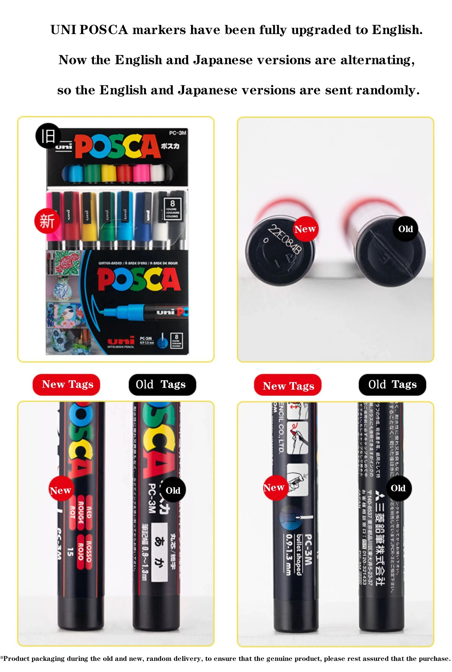 3pc UNI POSCA Marker Pen,White rotulador permanente Black Acrylic Graffiti PC 1M 3M 5M POP Pen For Glass Ceramic Leather Fabric