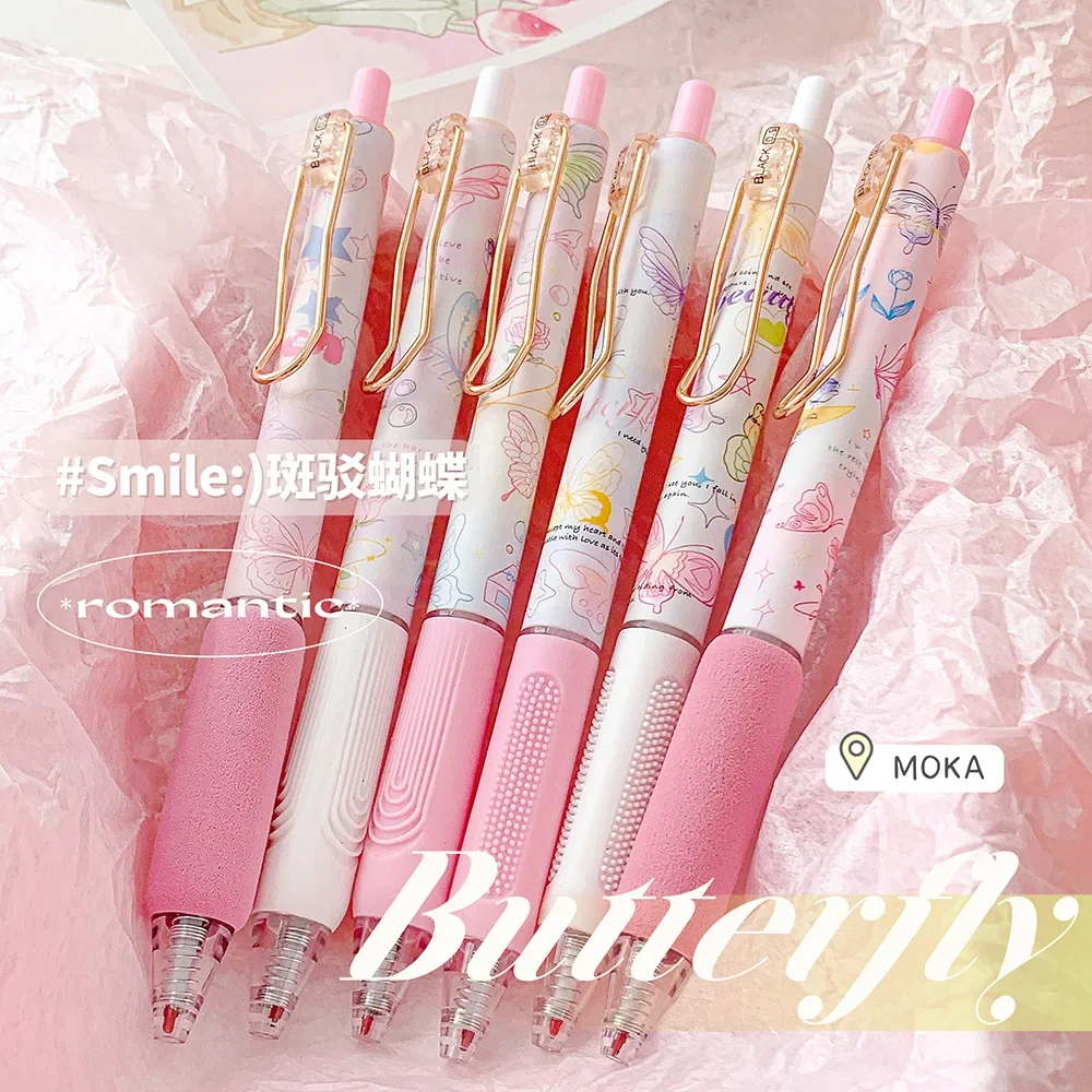 6pcs/set Butterfly Series Cute Gel Pen ST Nib Kawaii Pen Set Japanese Kawaii Stationery School Supplies Aesthetic Pens