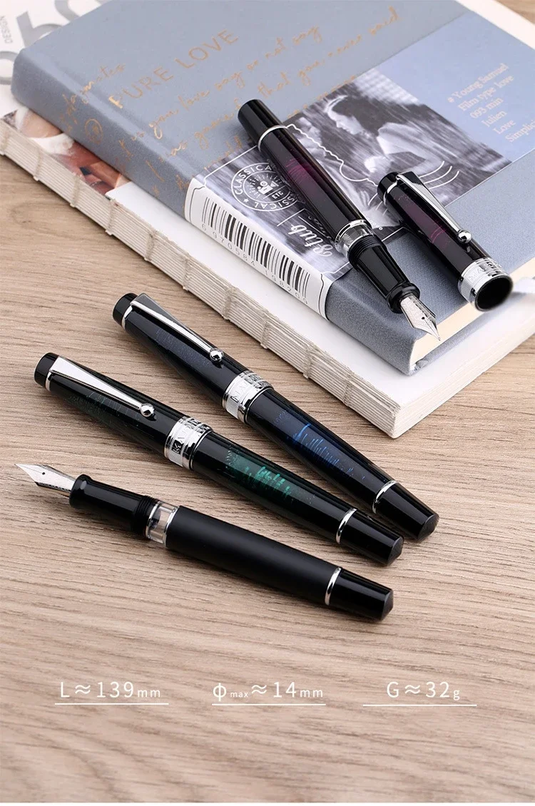 MAJOHN T5 Piston Fountain Pen Metal Iridium Nib EF/F/M 0.38/0.5/0.7mm Large-Capacity Writing Office Gifts Ink Pen