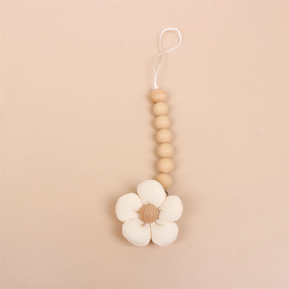 Flower Baby Pacifier Clip Chain Newborn Dummy Nipple Holder Clips BPA Free Cotton Teething Toys Soother Pendant Holder