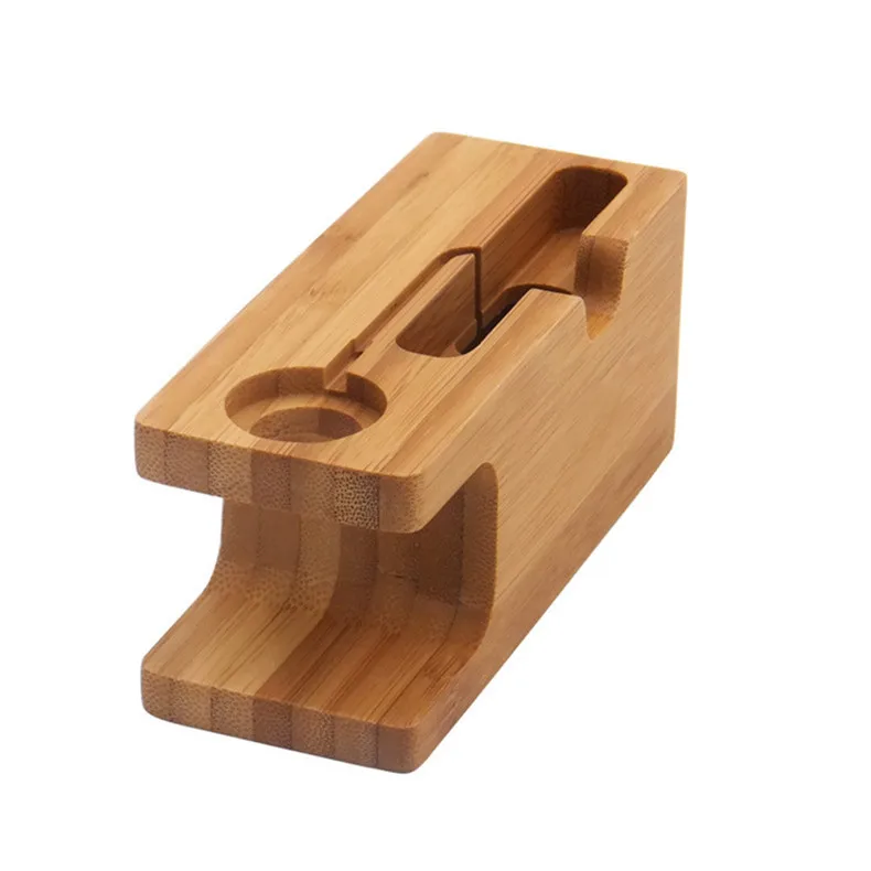 Wooden Charging Dock Station for Mobile Phone Holder Stand Bamboo Charger Stand Base For Apple Watch series and For iphone