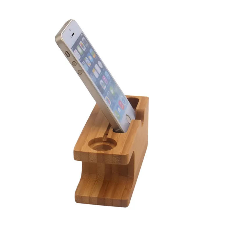 Wooden Charging Dock Station for Mobile Phone Holder Stand Bamboo Charger Stand Base For Apple Watch series and For iphone