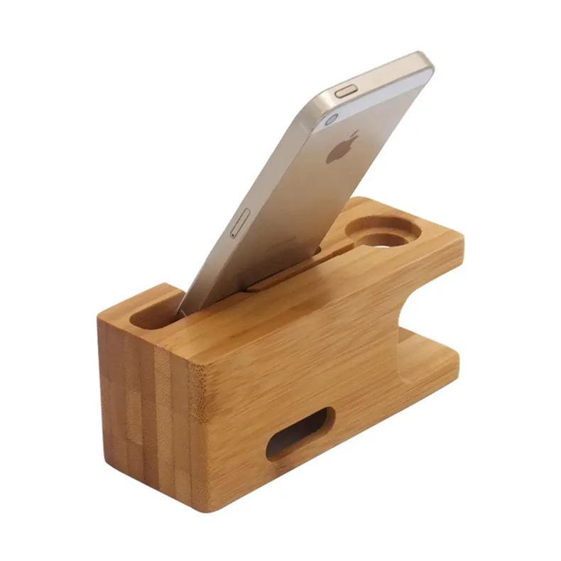 Wooden Charging Dock Station for Mobile Phone Holder Stand Bamboo Charger Stand Base For Apple Watch series and For iphone