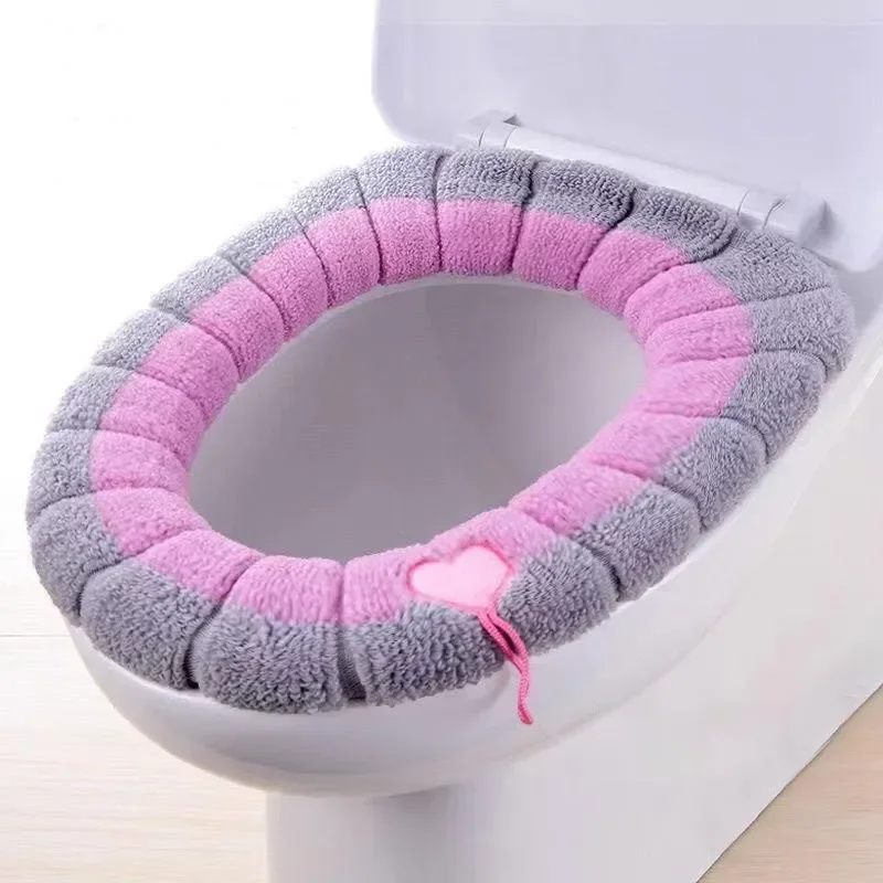 Warm Toilet Seat Cover Comfortable Thick Knitted O-shaped Universal Bathroom Washable Toilet Cushion Closestool Mat Pad Cover