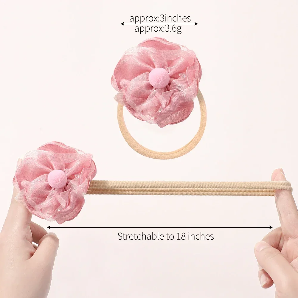 5Pcs/lot Baby Elastic Nylon Headband Newborn Lovely Flower Lace Bow Head Band for Girl Infant Toddler Soft Babe Hair Accessories