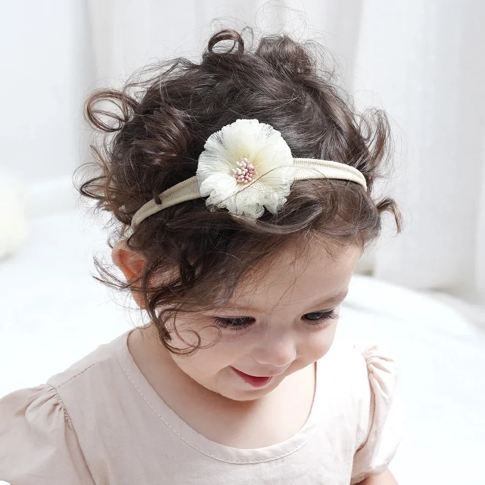 5Pcs/lot Baby Elastic Nylon Headband Newborn Lovely Flower Lace Bow Head Band for Girl Infant Toddler Soft Babe Hair Accessories