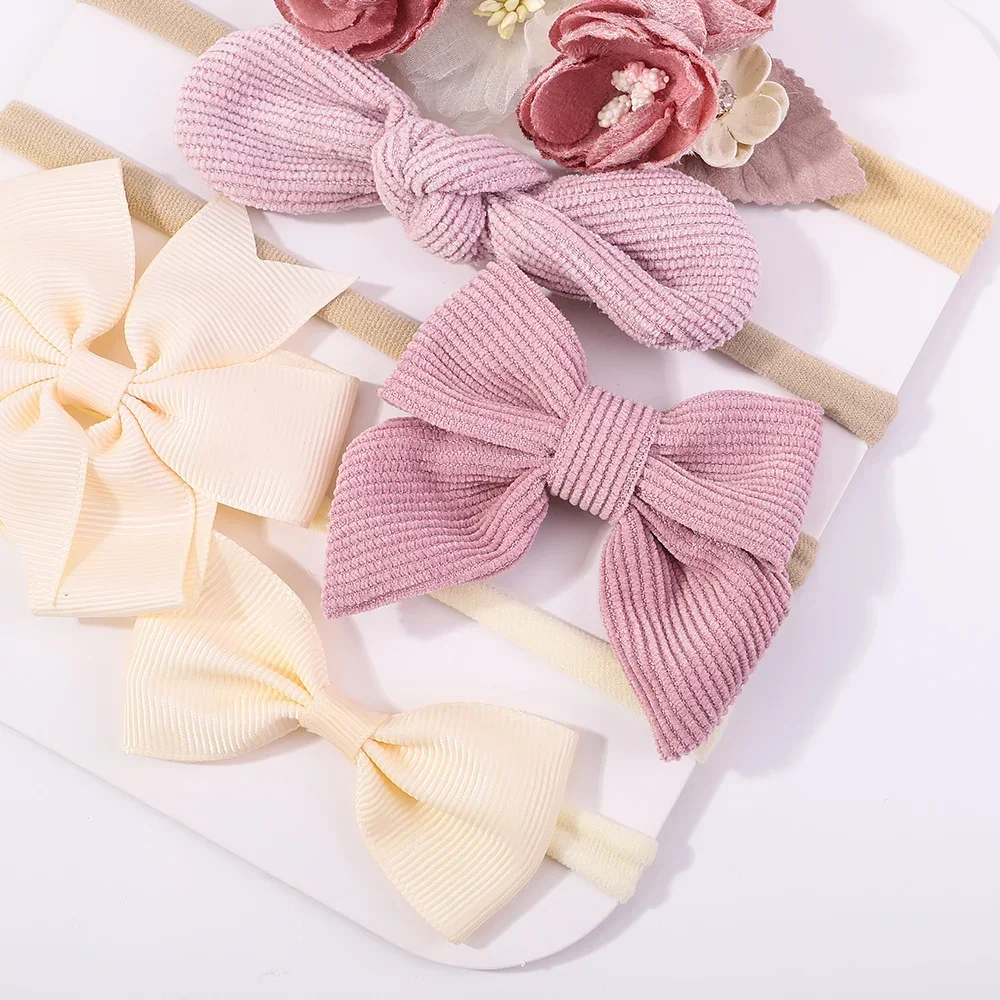 5Pcs/lot Baby Elastic Nylon Headband Newborn Lovely Flower Lace Bow Head Band for Girl Infant Toddler Soft Babe Hair Accessories