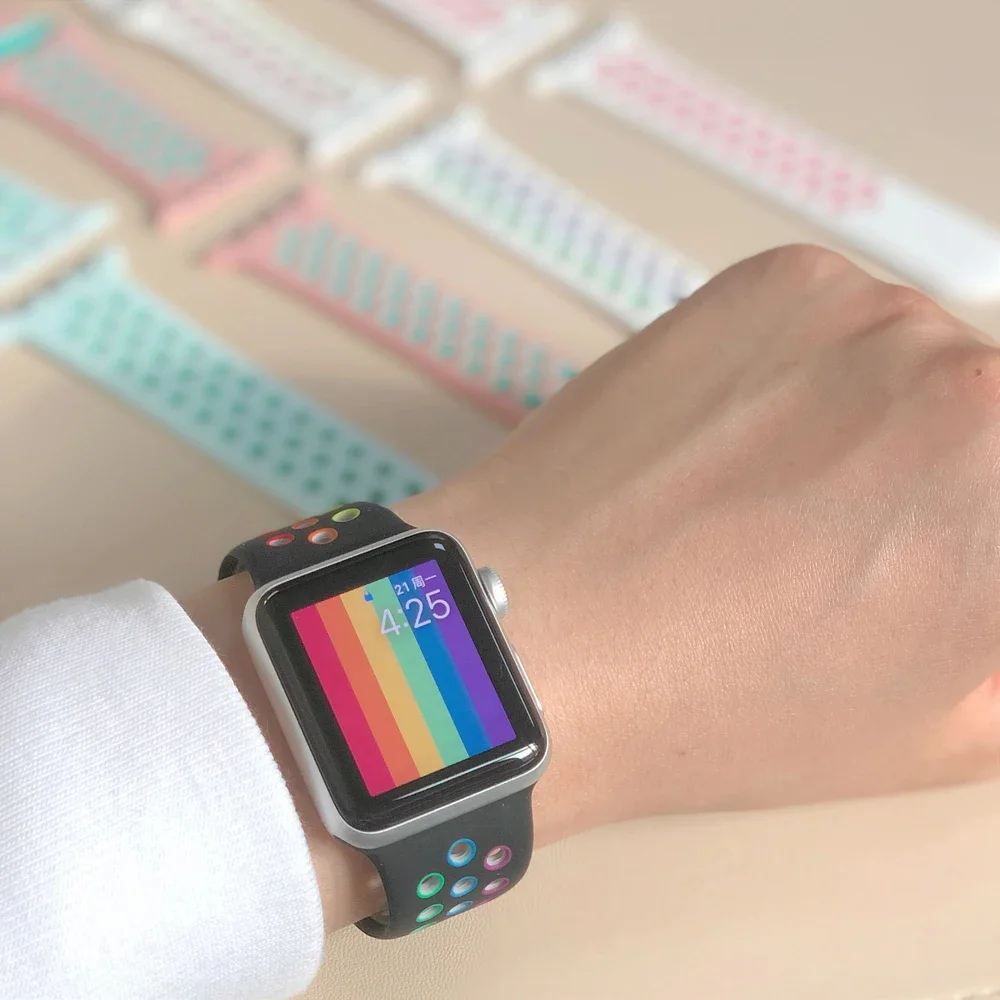 Sport watch strap For Apple Watch Bands Ultra 49mm 44mm 45mm 38/40mm 41mm Silicone Pride Bracelet iWatch Series 8 7 6 4 5 3 9 SE