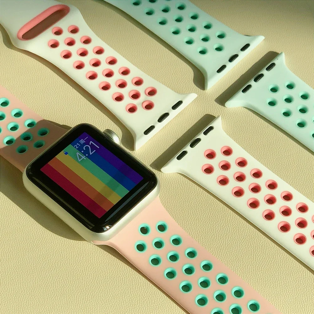 Sport watch strap For Apple Watch Bands Ultra 49mm 44mm 45mm 38/40mm 41mm Silicone Pride Bracelet iWatch Series 8 7 6 4 5 3 9 SE